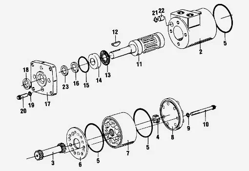 Orbit hidromotor robbantott ábra